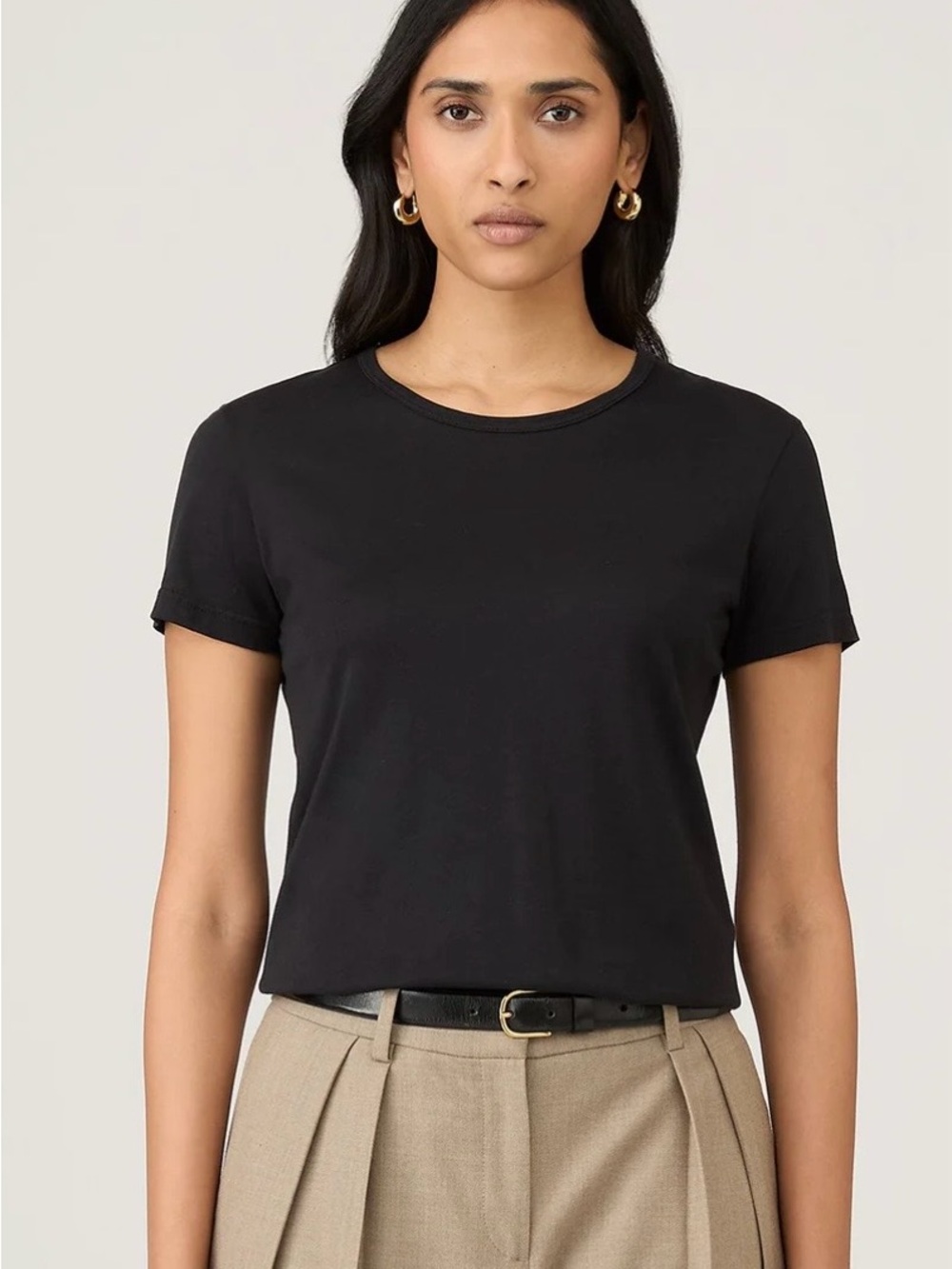 Sunspel England Women's Classic 100% Supima Cotton T-Shirt Black Short Sleeve SS